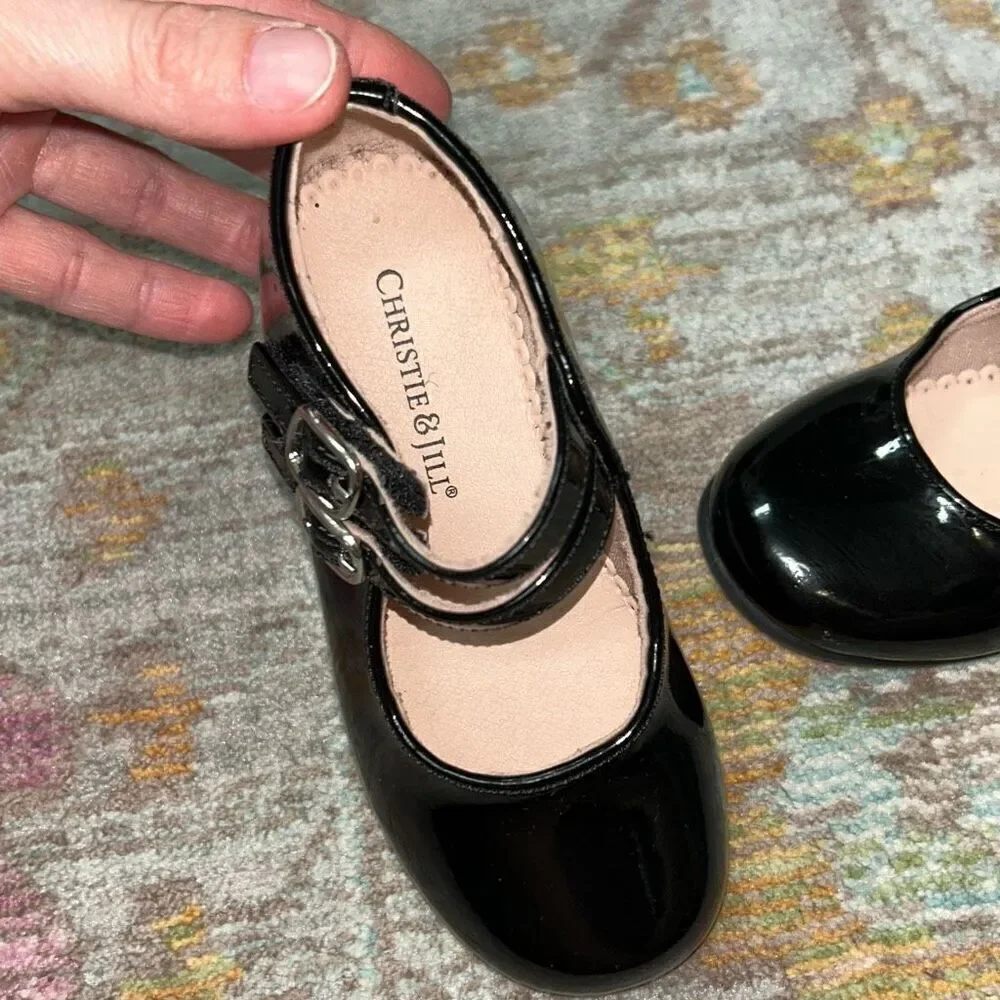 Christie & Jill black double strap Mary Jane dress shoes toddler sz 7